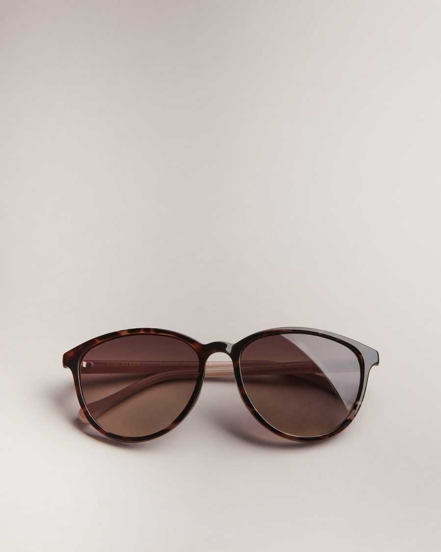 Ted Baker Tiernie Rounded Cat Eye Sunglasses Black | 36498-VUQB