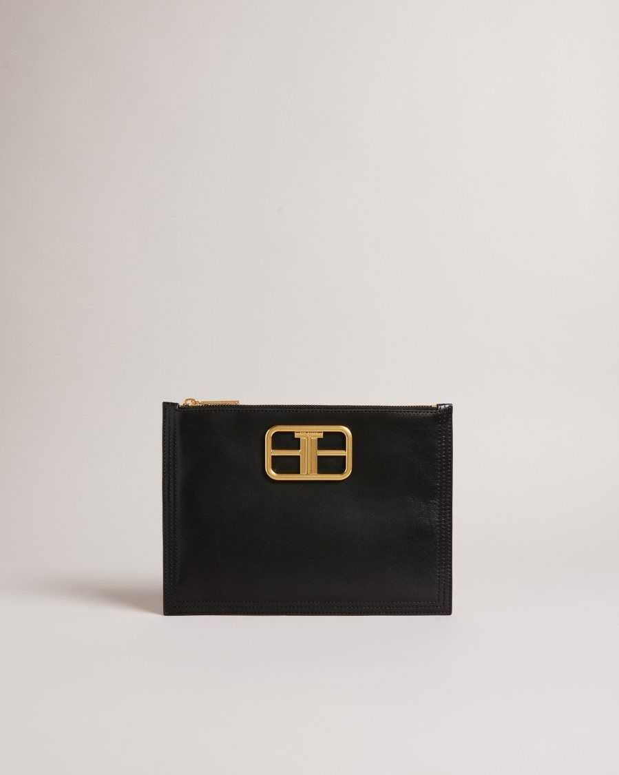 Ted Baker Tikila Statement Hardware Clutch Black | 94163-GTNM