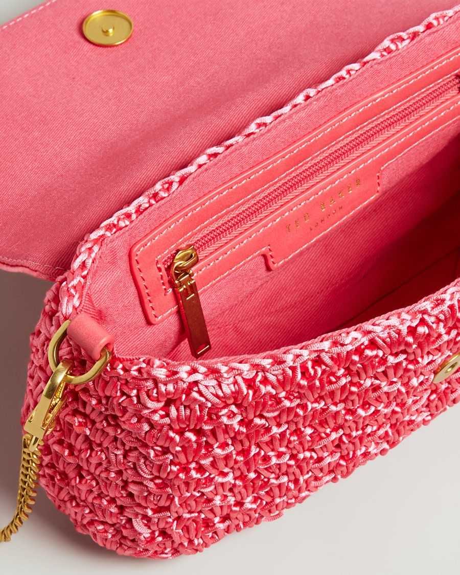 Ted Baker Tikyra Satin Crochet Crossbody Bag Coral | 41857-KYAS