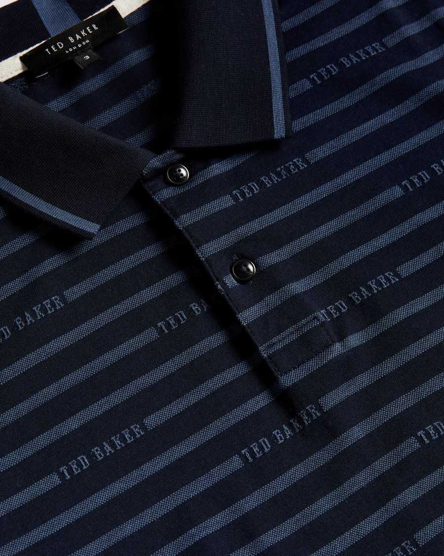 Ted Baker Tildarg SS Logo Striped Polo Navy | 41583-JTZA