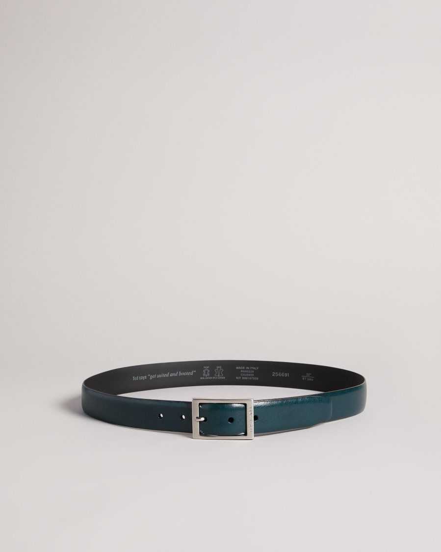 Ted Baker Tile Leather Belt Dark Green | 50241-TZBC