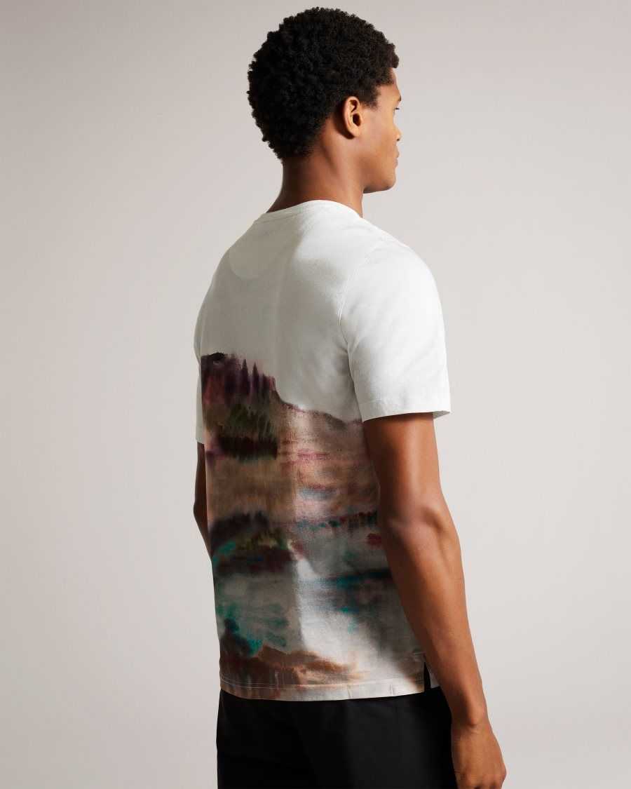 Ted Baker Tinot Short Sleeve Abstract Print T-Shirt White | 07968-QSWI