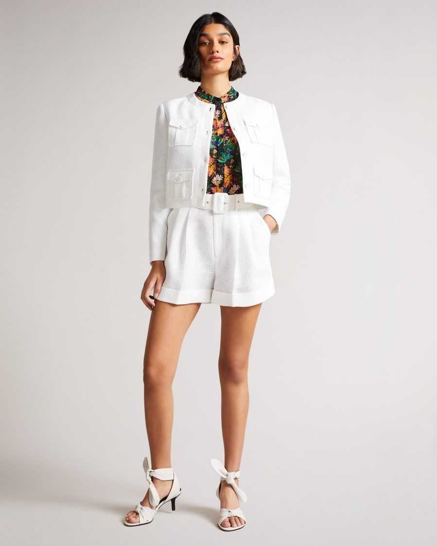 Ted Baker Tirsa Tailored Shorts With Wide Belt White | 57960-OIJU