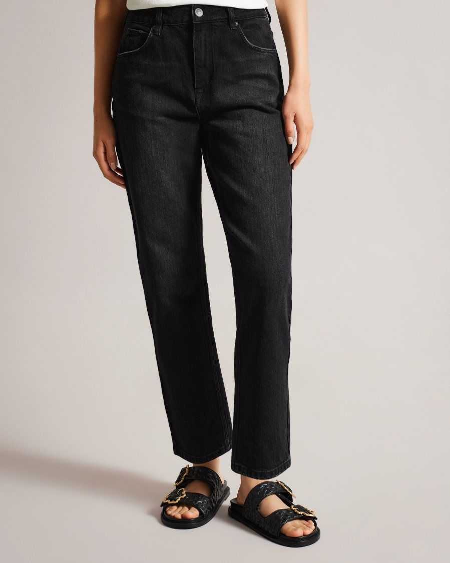 Ted Baker Tisola Straight Leg Jeans Black | 57213-THXZ