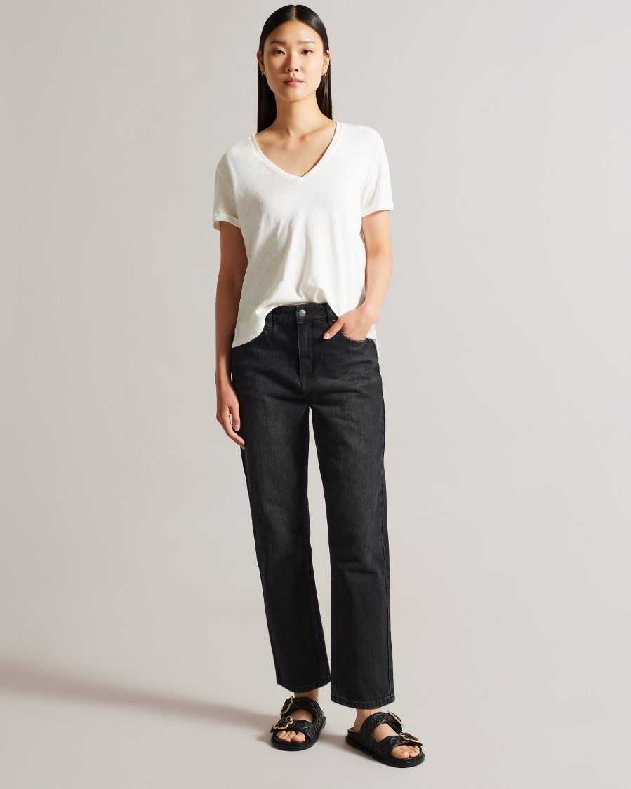 Ted Baker Tisola Straight Leg Jeans Black | 57213-THXZ