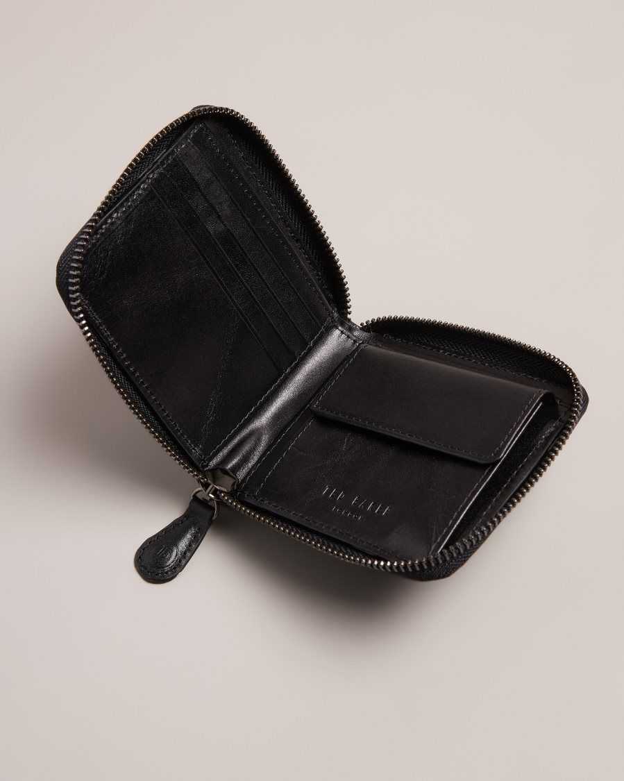 Ted Baker Tobiat T Monogram Zip Around Wallet Black | 75846-BQMW