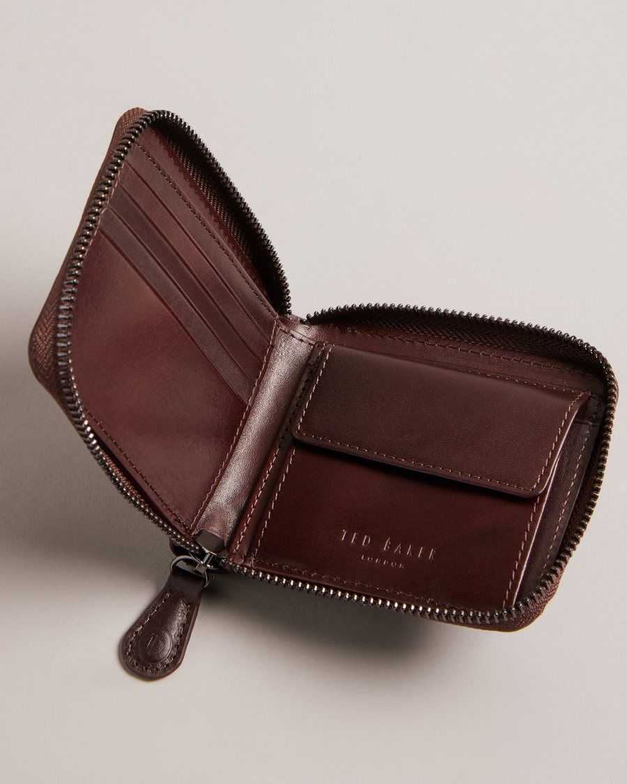 Ted Baker Tobiat T Monogram Zip Around Wallet Brown-Chocolate | 57246-TKPU