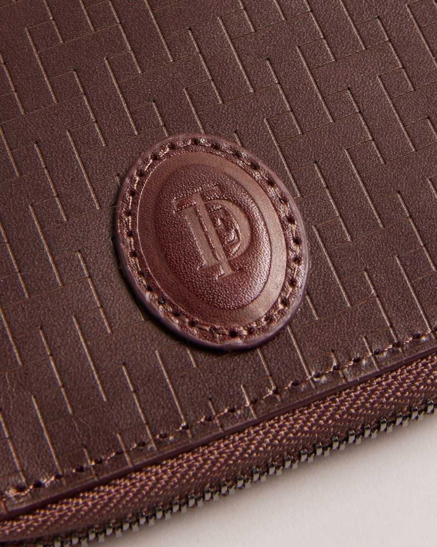 Ted Baker Tobiat T Monogram Zip Around Wallet Brown-Chocolate | 57246-TKPU