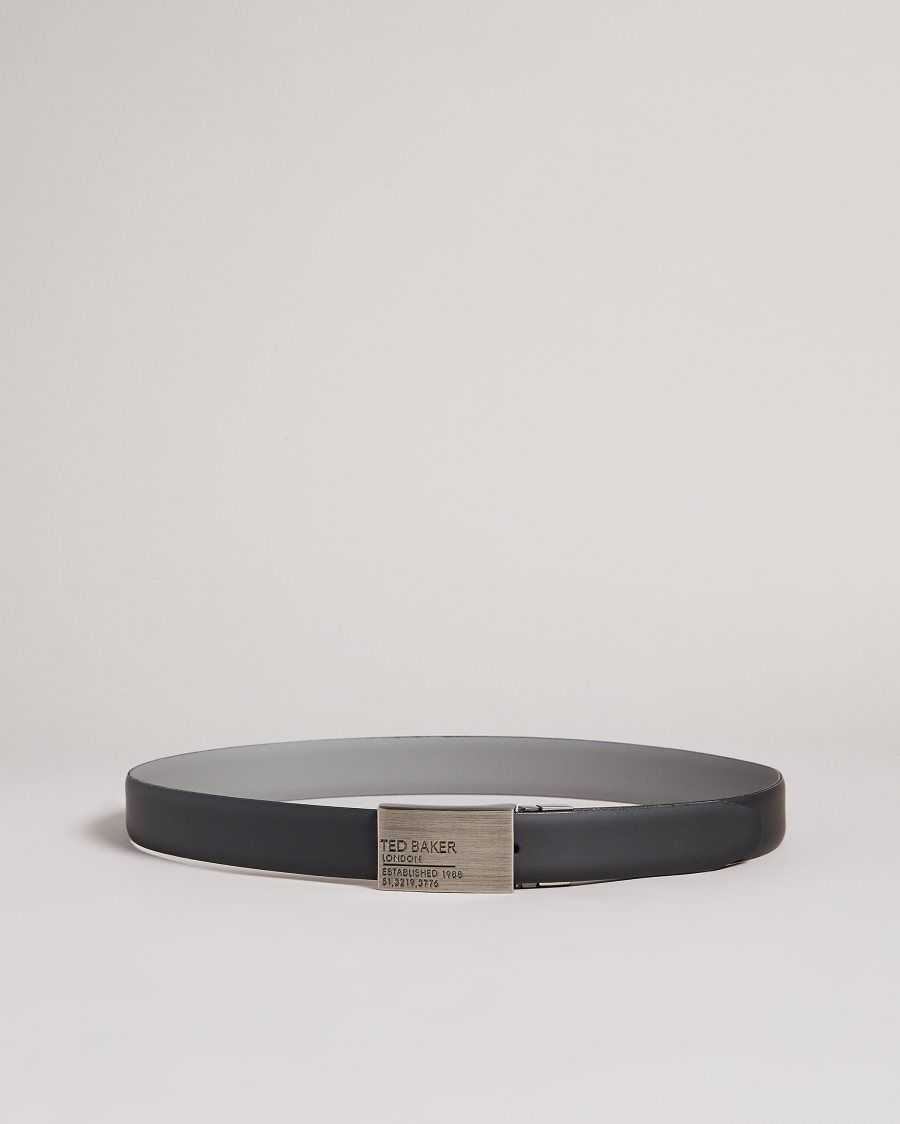 Ted Baker Tonks Reversible Plate Leather Belt Black | 67530-PAQY