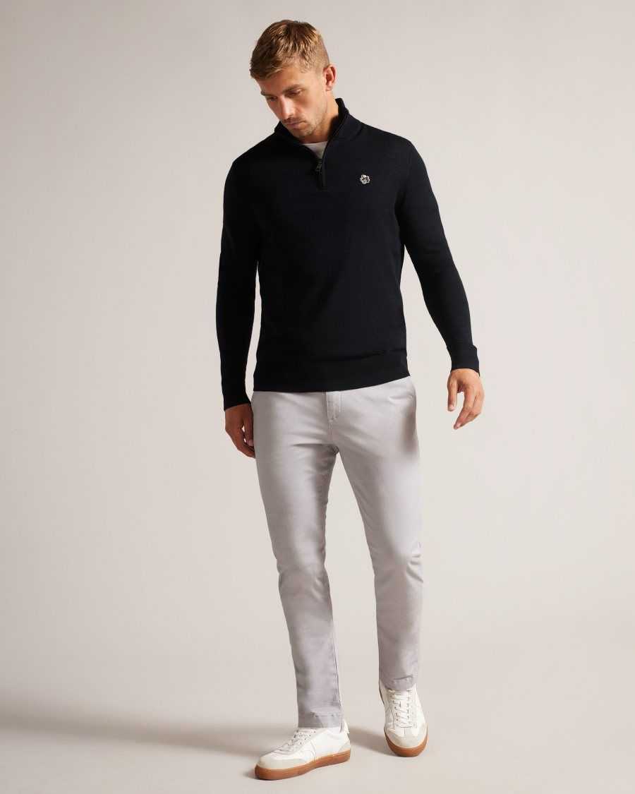 Ted Baker Tooting Merino Wool Half Zip Top Navy | 64519-WCNZ