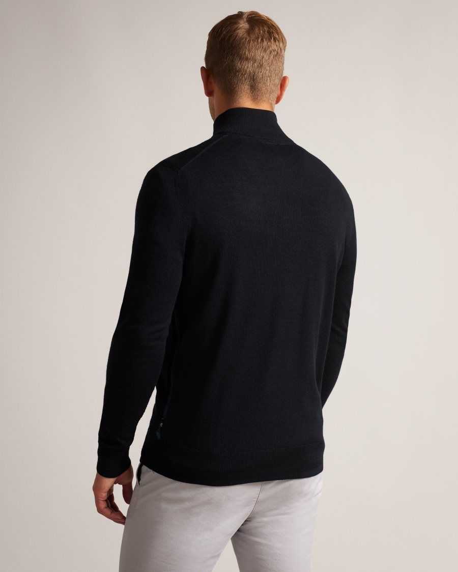 Ted Baker Tooting Merino Wool Half Zip Top Navy | 64519-WCNZ