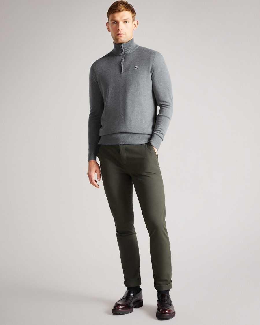 Ted Baker Tooting Merino Wool Half Zip Top Charcoal | 90325-SAXC