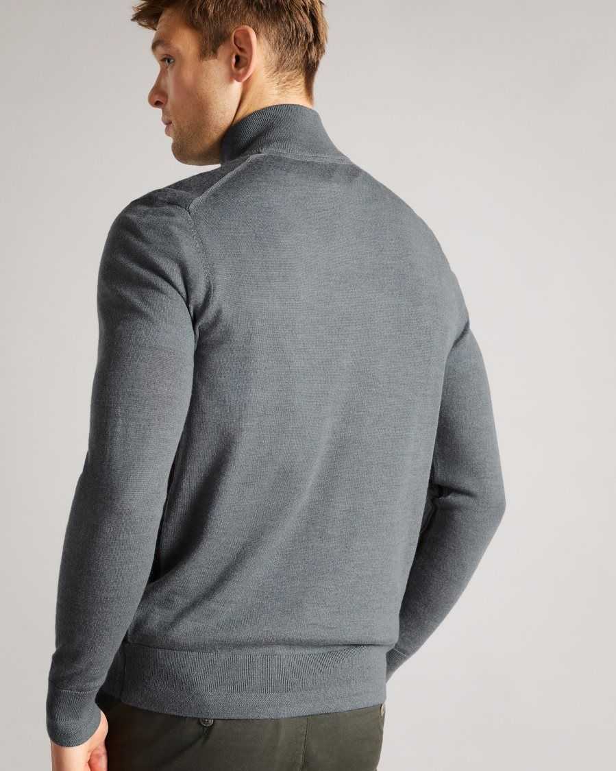 Ted Baker Tooting Merino Wool Half Zip Top Charcoal | 90325-SAXC