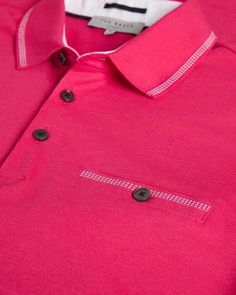 Ted Baker Tortila Polo Shirt With Striped Details Deep-Pink | 14897-GQUA