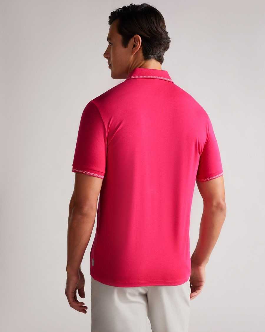 Ted Baker Tortila Polo Shirt With Striped Details Deep-Pink | 14897-GQUA