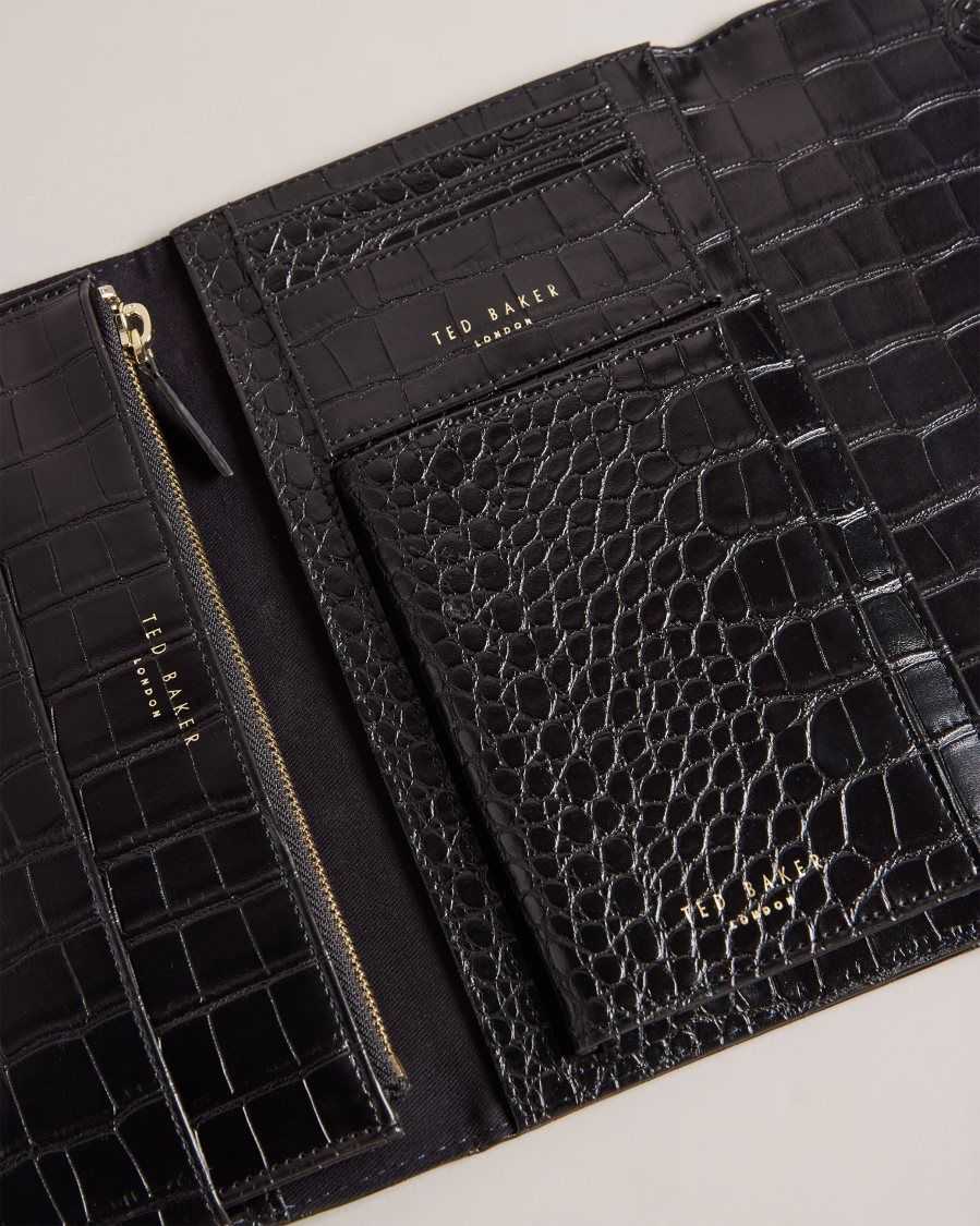 Ted Baker Travelz Passport Holder Travel Wallet Black | 26519-FEQR