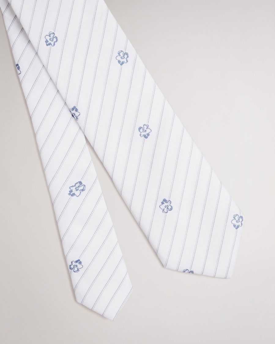 Ted Baker Treigg Magnolia Striped Tie White | 78394-MUKJ