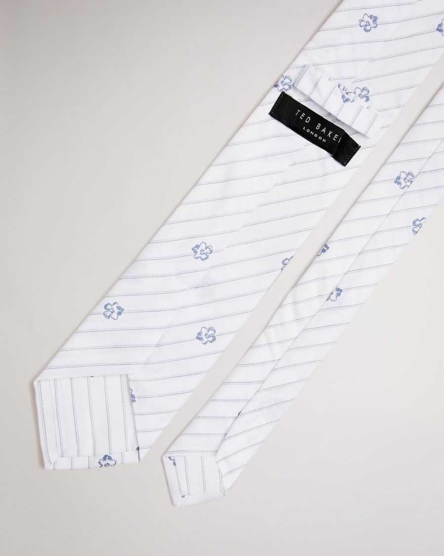 Ted Baker Treigg Magnolia Striped Tie White | 78394-MUKJ