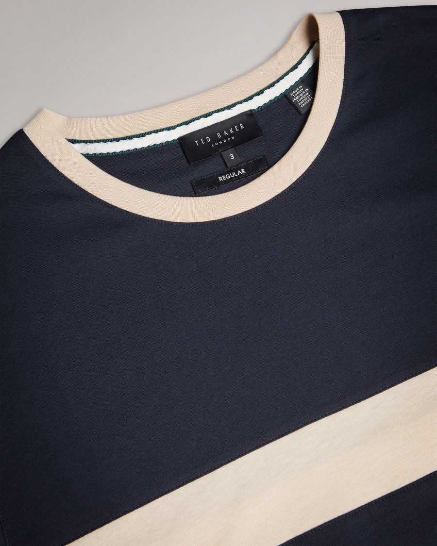 Ted Baker Trez Short Sleeve Regular Colour Block T-Shirt Navy | 09483-VZFL