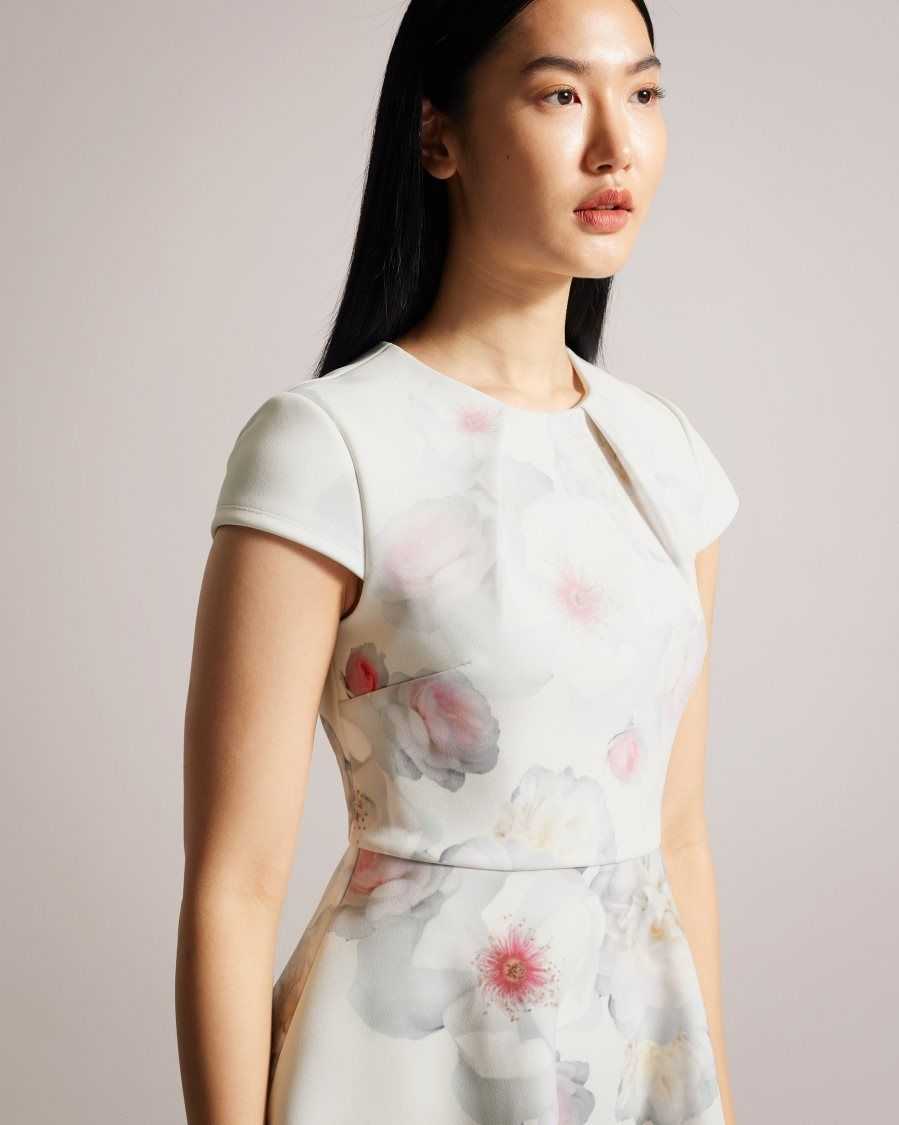 Ted Baker Trinia Floral Print Skater Dress Natural | 82901-FECD