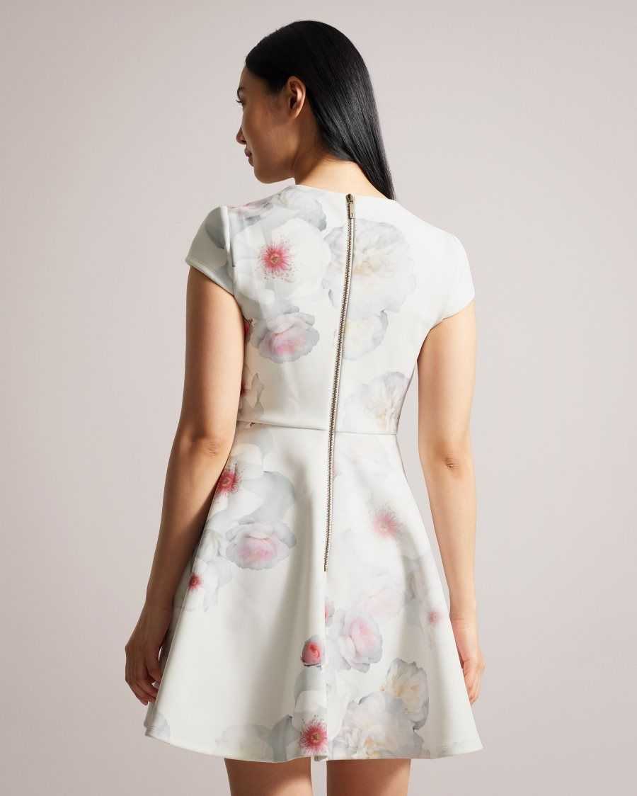 Ted Baker Trinia Floral Print Skater Dress Natural | 82901-FECD