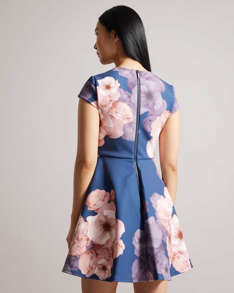 Ted Baker Trinia Floral Print Skater Dress Dark Blue | 70264-DAOZ