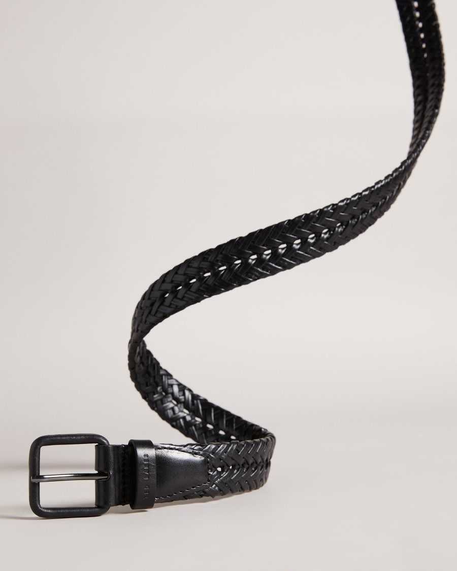 Ted Baker Triplet Woven Leather Belt Black | 29041-EJUP