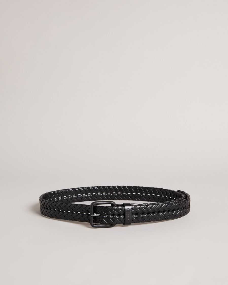 Ted Baker Triplet Woven Leather Belt Black | 29041-EJUP