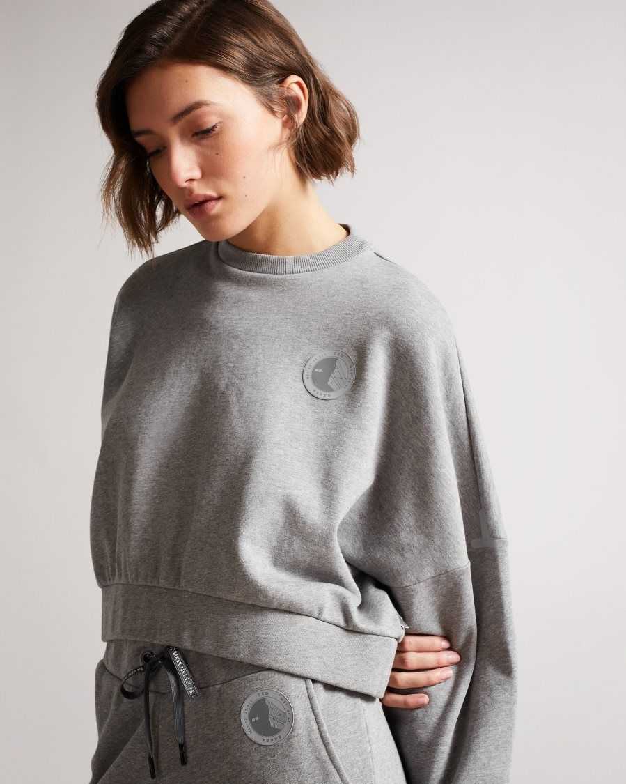 Ted Baker Ttracie Cropped Jersey Sweatshirt Medium Grey | 25946-FHTW