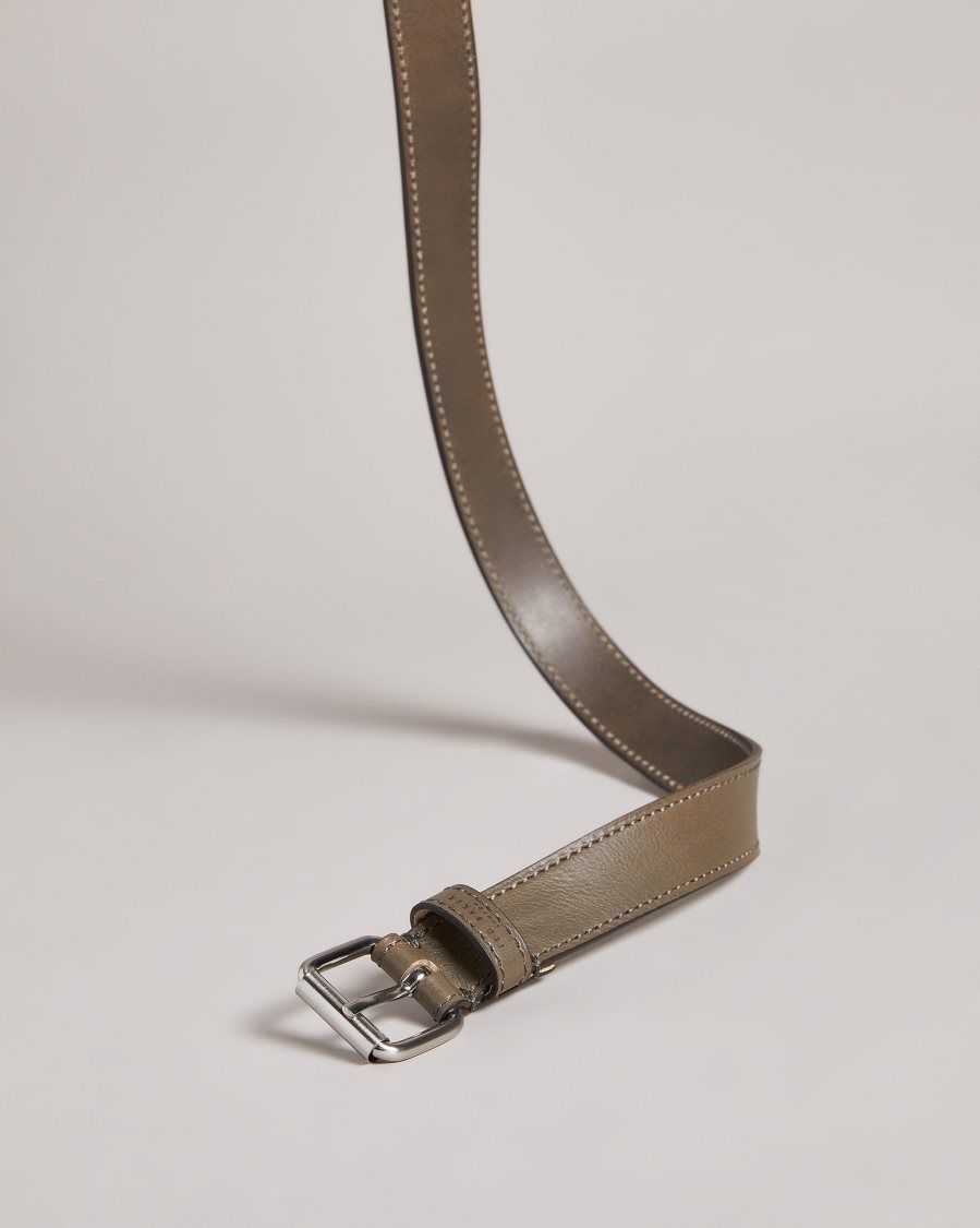 Ted Baker Turnr Stitched Leather Belt Grey | 25179-CXGY