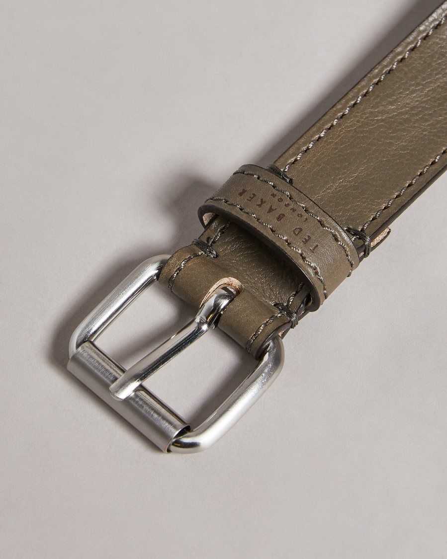 Ted Baker Turnr Stitched Leather Belt Grey | 25179-CXGY