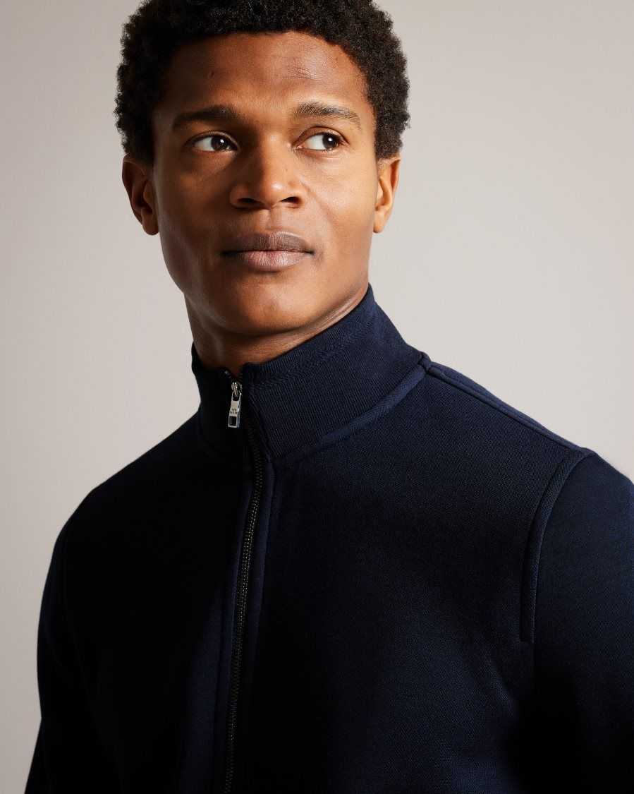 Ted Baker Tymos Long Sleeve Zip Through Jacket Navy | 49203-QCRI