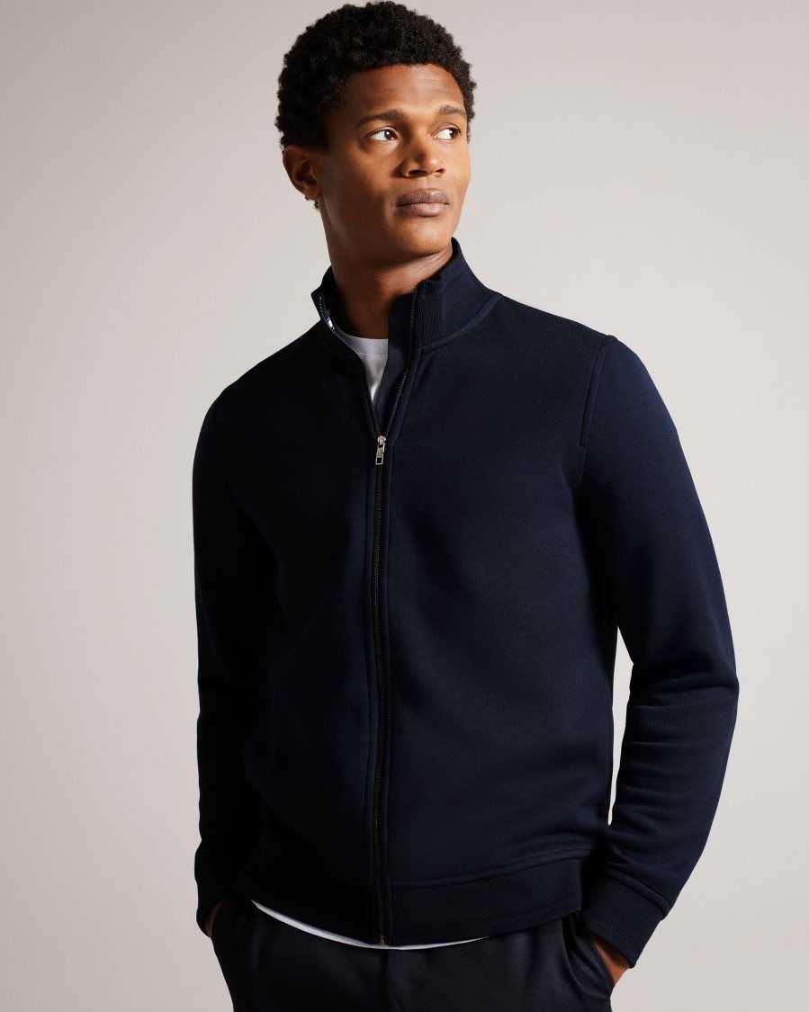 Ted Baker Tymos Long Sleeve Zip Through Jacket Navy | 49203-QCRI