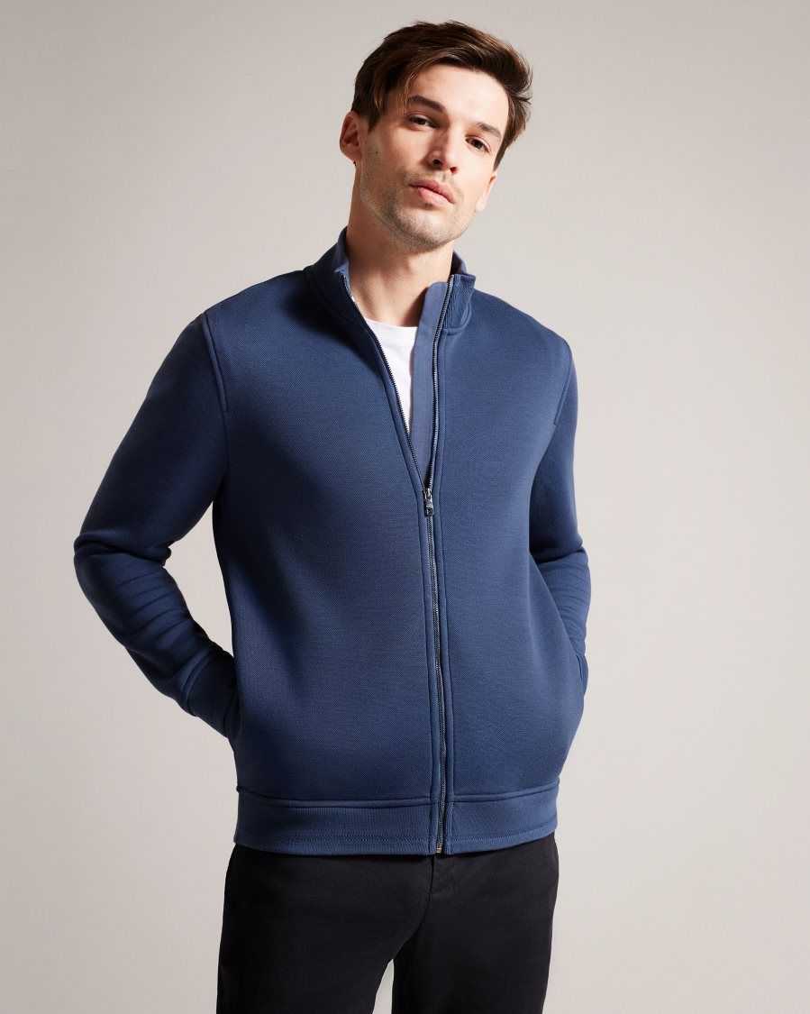 Ted Baker Tymos Long Sleeve Zip Through Jacket Dark Blue | 76358-UIRM