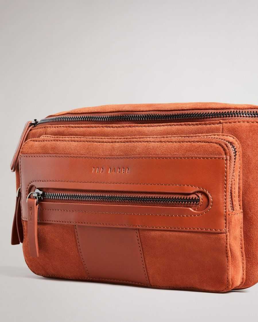 Ted Baker Tyree Suede T Bumbag Dark Orange | 25184-FZKC