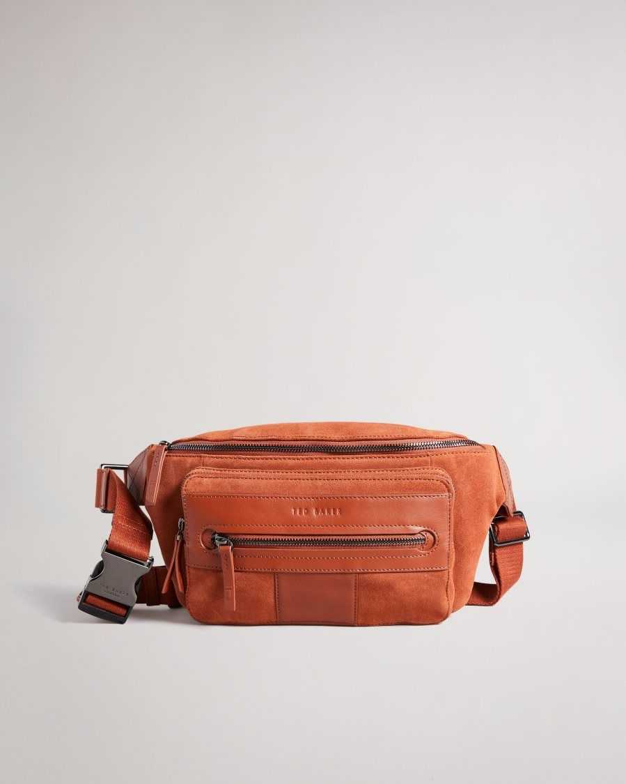 Ted Baker Tyree Suede T Bumbag Dark Orange | 25184-FZKC