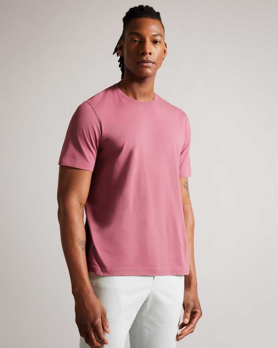 Ted Baker Tywinn Short Sleeve Regular Fit Plain T-shirt Pink | 08374-DAMO