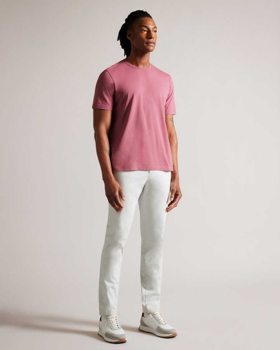 Ted Baker Tywinn Short Sleeve Regular Fit Plain T-shirt Pink | 08374-DAMO