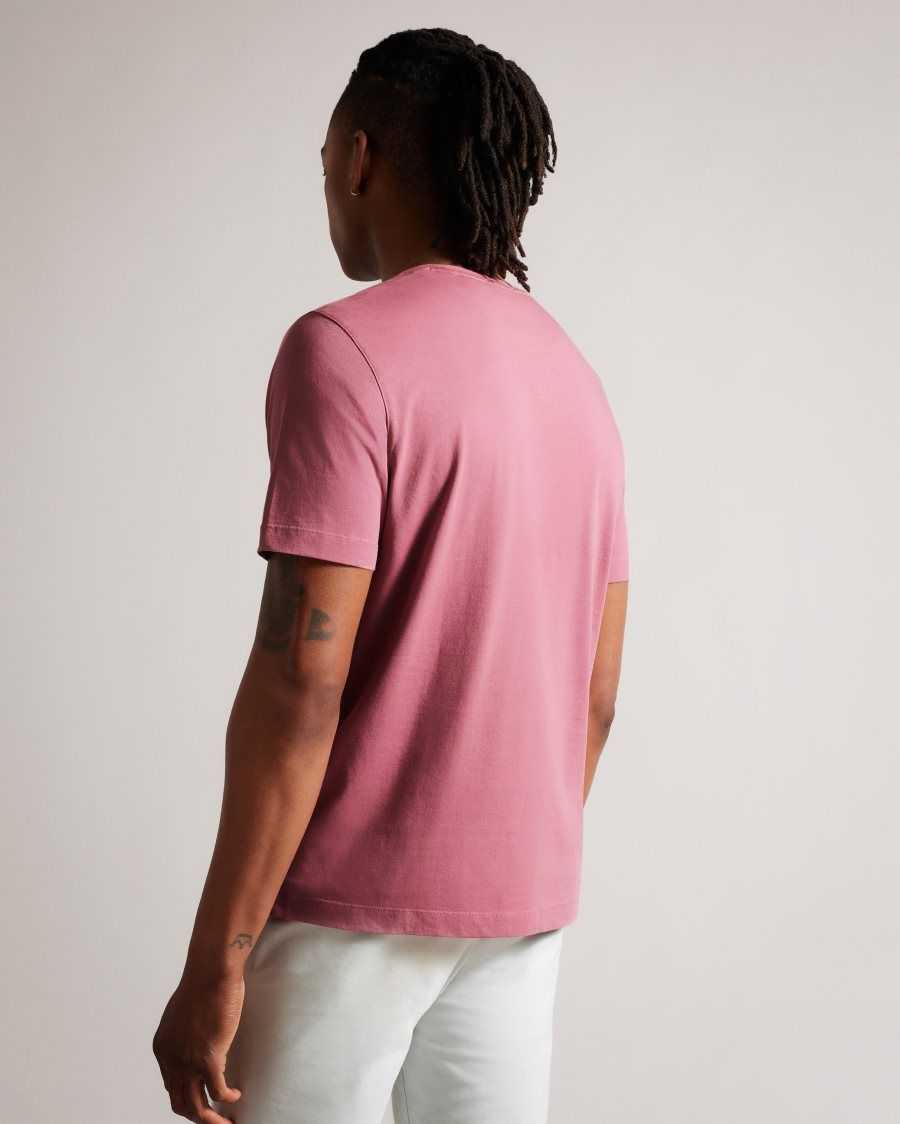 Ted Baker Tywinn Short Sleeve Regular Fit Plain T-shirt Pink | 08374-DAMO