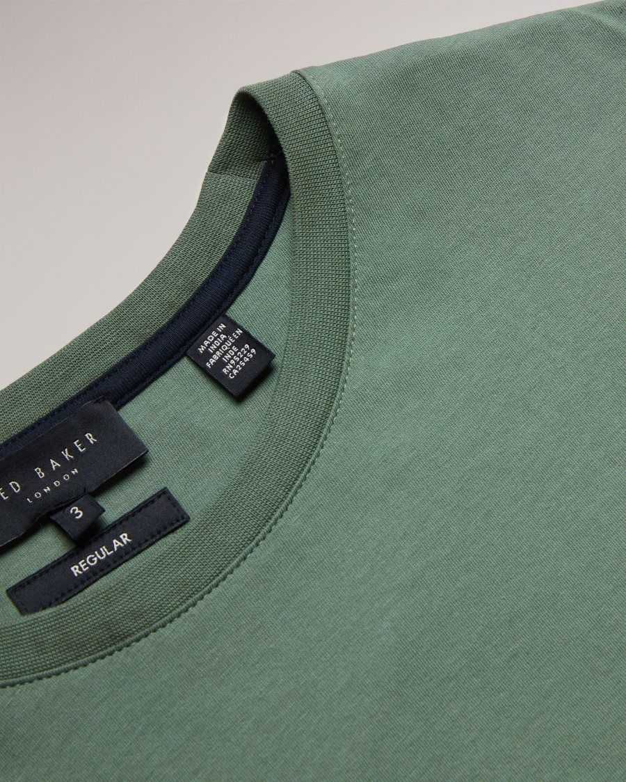 Ted Baker Tywinn Short Sleeve Regular Fit Plain T-shirt Medium Green | 24357-RYEZ