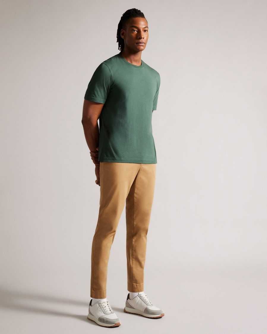 Ted Baker Tywinn Short Sleeve Regular Fit Plain T-shirt Medium Green | 24357-RYEZ