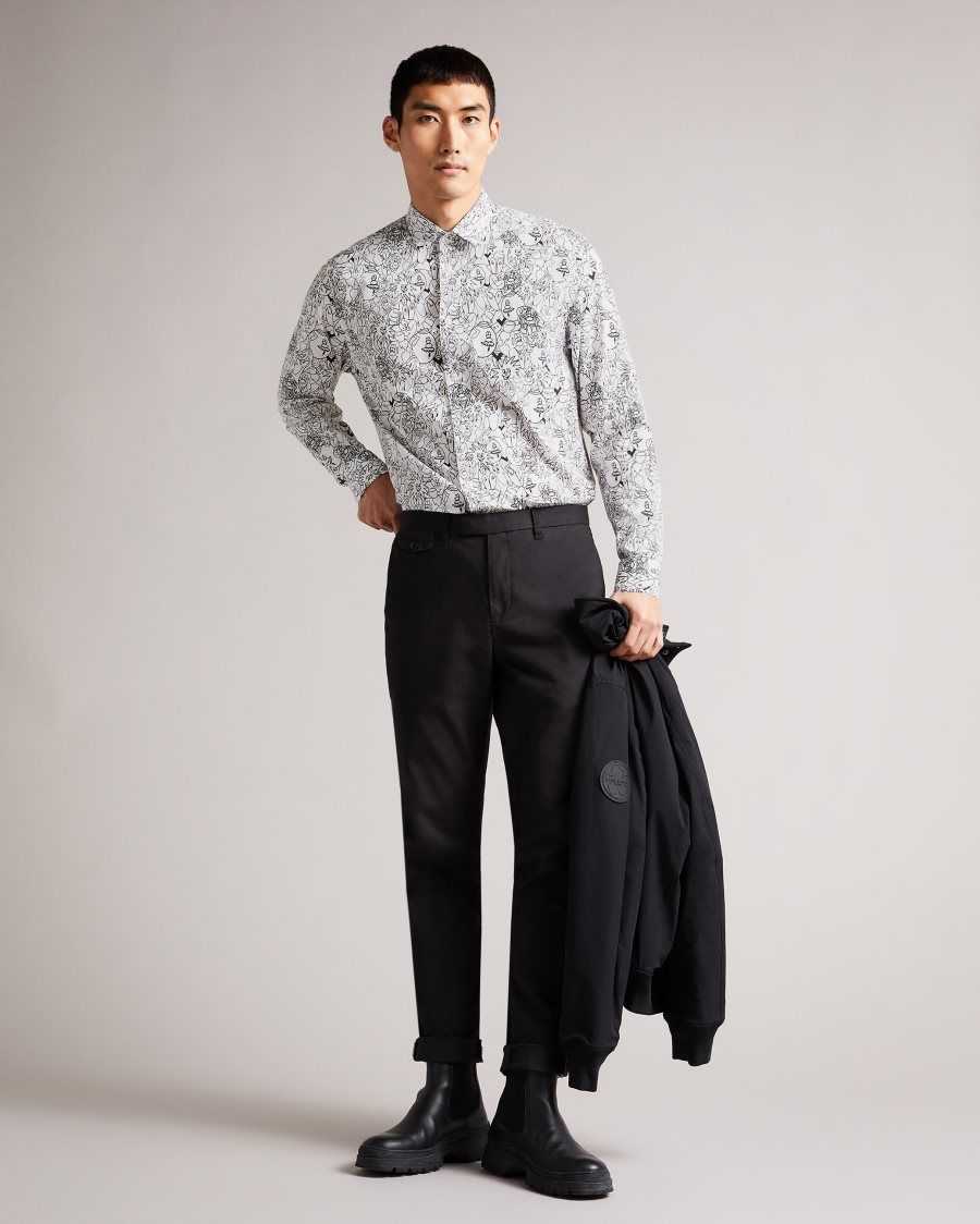 Ted Baker Upland All Over Character Print Shirt White | 93176-UDXY