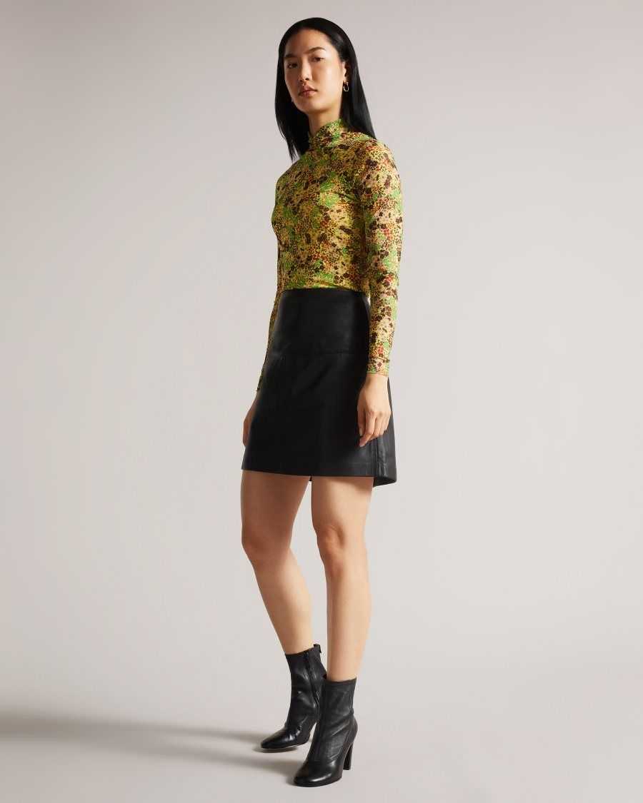 Ted Baker Valiat A-Line Leather Mini Skirt Black | 24317-UKLQ