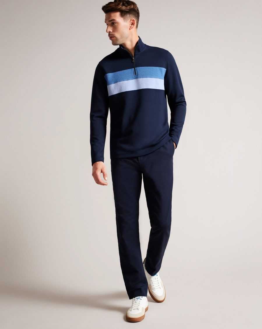 Ted Baker Veller Long Sleeve Slim Fit Half Zip Jumper Navy | 67349-ANOY