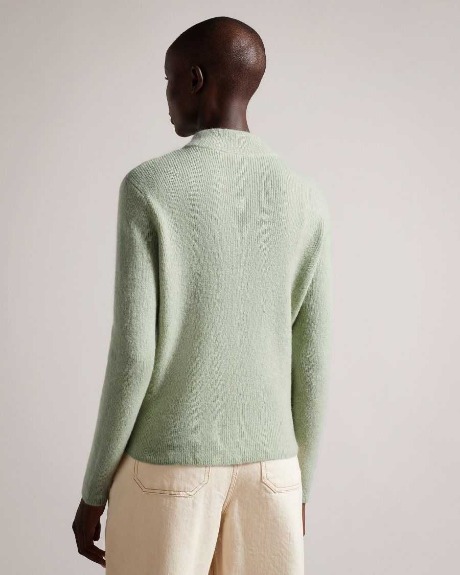 Ted Baker Veolaa Wool And Mohair Blend Cable Knit Jumper Light Green | 42075-QTAW