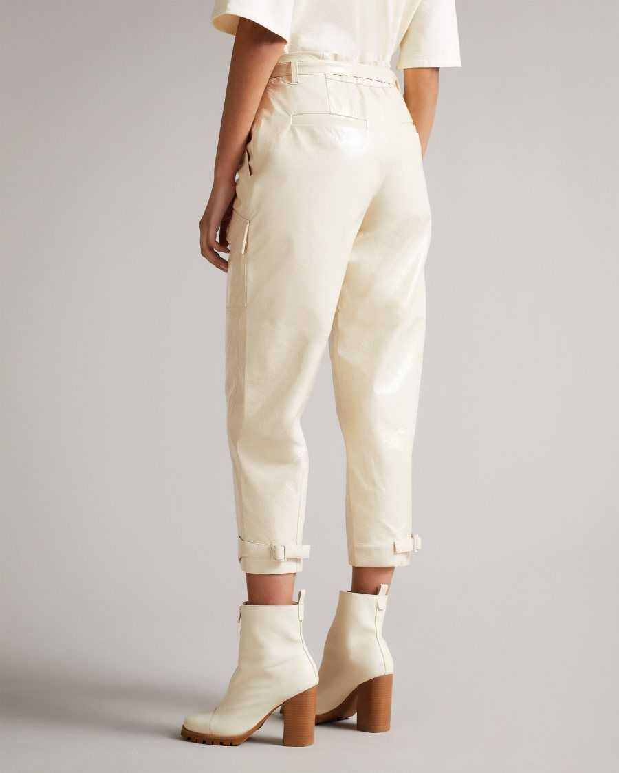 Ted Baker Vinala Utility Vinyl Trousers Ivory | 29740-IPNJ