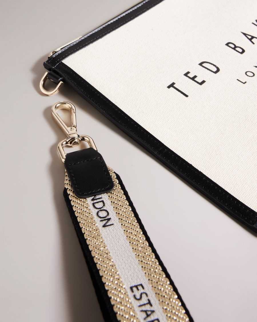 Ted Baker Vivtora Branded Webbing Canvas Pouch Ecru | 04128-LHYS