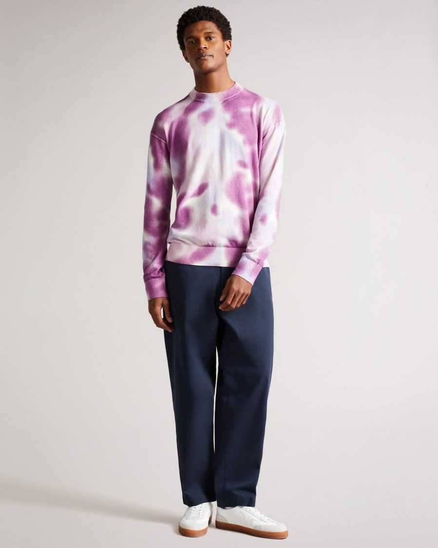 Ted Baker Wardour Spray Dyed Crew Neck Sweater Purple | 01694-NDFJ