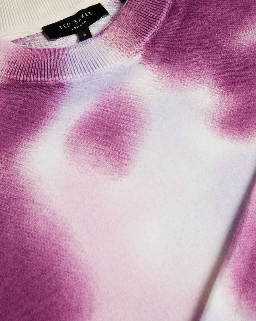 Ted Baker Wardour Spray Dyed Crew Neck Sweater Purple | 01694-NDFJ