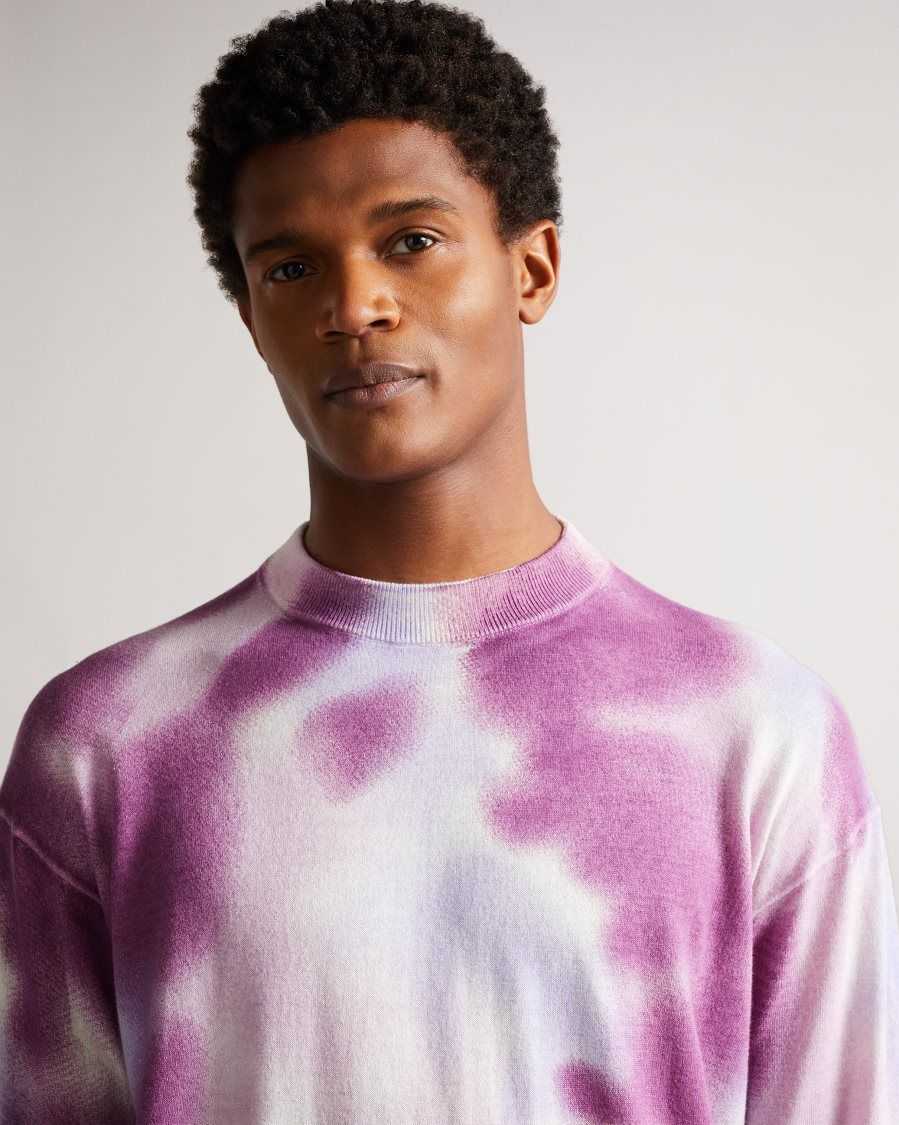 Ted Baker Wardour Spray Dyed Crew Neck Sweater Purple | 01694-NDFJ